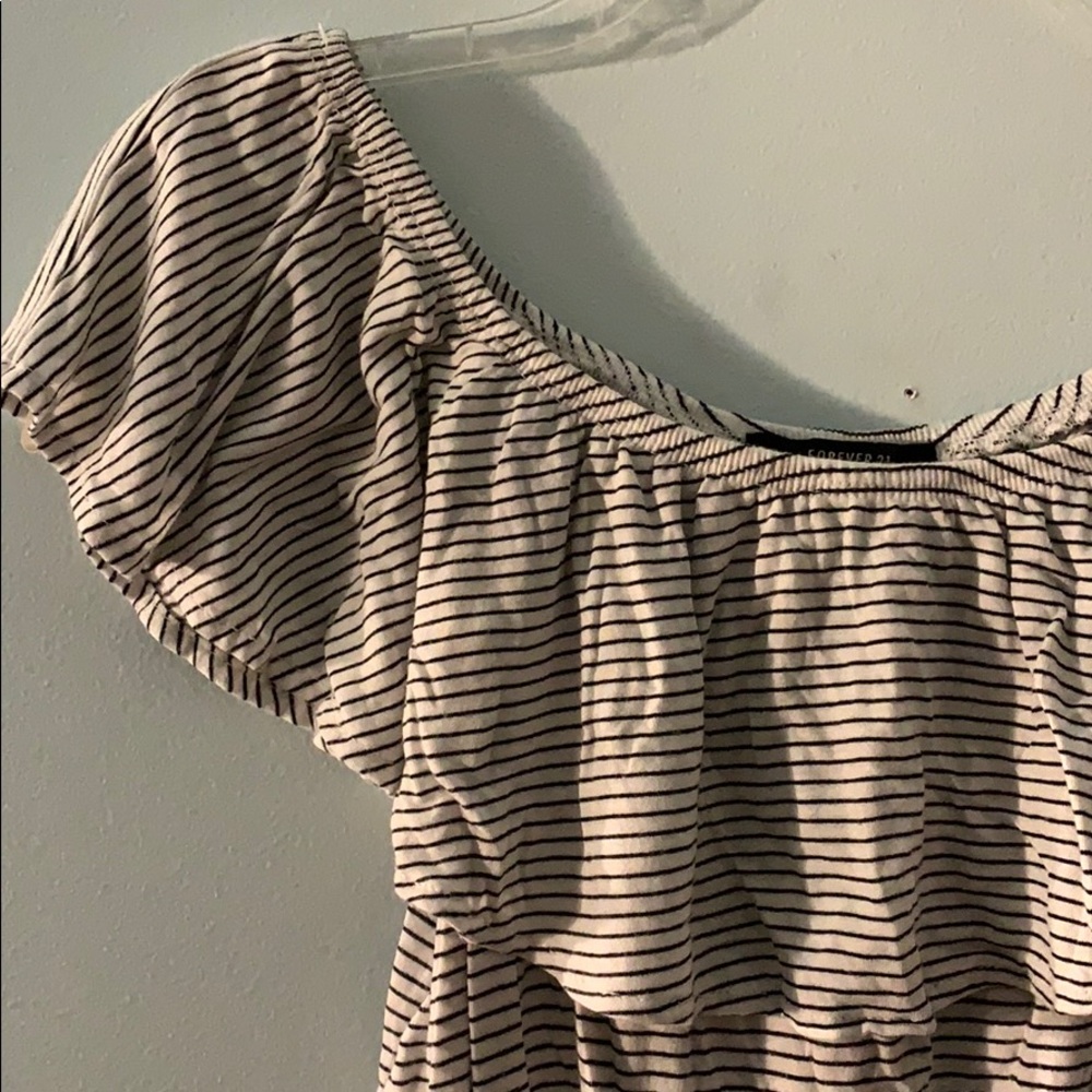 Stripe Ruffle Crop Top
